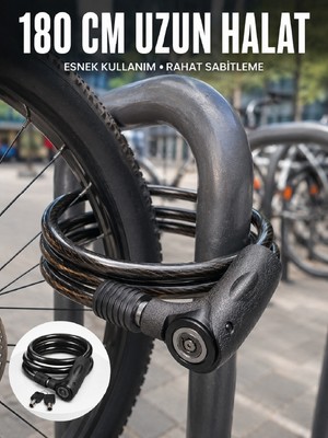 Toyigoo Motosiklet, Bisiklet ve Elektrikli Scooter Için Ağır Hizmet Tipi Çelik Halat Kilidi - Lisinya
