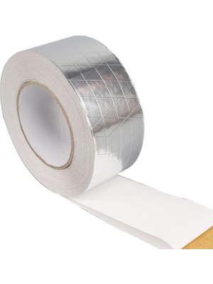 Kazan Hobi Yapışkanlı Fiberglas Lif Takviyeli Alüminyum Folyo Bant 96 mm x 25 Metre Yanmaz Yalıtım Bandı