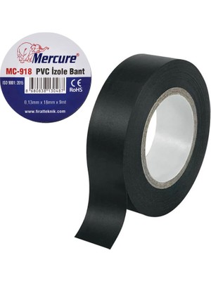 Kazan Hobi Mercure Elektrikçi Bandı Siyah Izole Elektirik Bant Bandı Pvc 9 Metre