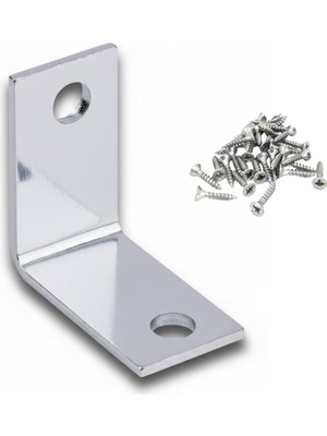 Kazan Hobi L Tipi Metal Köşebent, Mobilya ve Dolap Için Deprem Sabitleyici Bağlantı Aparatı, 25X25X15 Mm, 10 Adet, Gümüş Renk