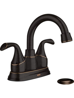 Kazan Hobi Moen 84115BRB 84115 Idora Iki Saplı Centerset Banyo Lavabo Bataryası Drenaj Montajlı, Akdeniz Bronz
