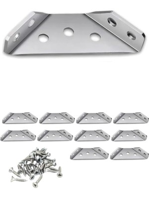 Kazan Hobi Metal Köşe Bağlantı Aparatı, 10 Adet Mobilya Dolap Montaj Köşebent, Duvara Sabitleme Gönye, 65.5X30X27MM