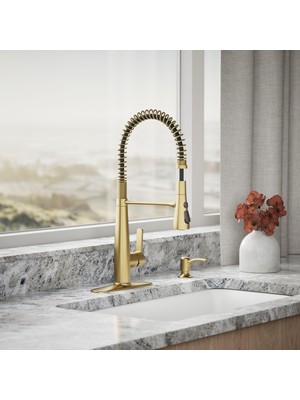 Kazan Hobi Kohler REC22745-SD-2MB Sabunluklu Yarı Profesyonel Mutfak Bataryası, Canlı Fırçalanmış Modern Pirinç