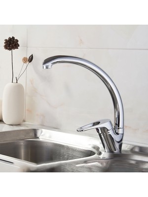 Kazan Hobi Kuğu Mix Banyo Lavabo Musluğu Eyve Sıcak Soğuk Çift Su Girişli Çeşmesi Bataryası 22 cm