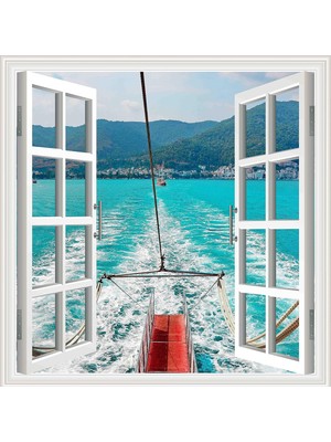 Kazan Hobi Pencere Poster Duvar Kağıdı Deniz Dağ Yapışkanlı Sticker