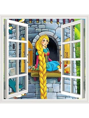 Kazan Hobi Pencere Poster Duvar Kağıdı Rapunzel Yapışkanlı Sticker