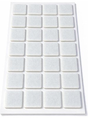 Kazan Hobi Yapışkanlı Keçe Ped, Kare, 25MM x 25MM, 32 Parça, Beyaz, Sandalye Koltuk Ayağı Için, Parke Zemin Koruma, Çizilme ve Gürültü Önleyici