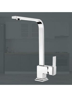 Kazan Hobi BADEM10 Side Kısa Kuğu Batarya Krom Lavabo Banyo Mutfak Musluğu Musluk Mermer Tezgah Üstü Çift Su Giriş Evye