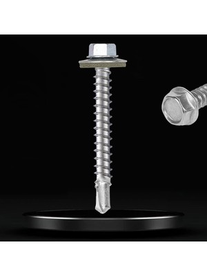 Kazan Hobi BADEM10 Trapez Çatı Vidası 5.5X60 mm Paket 100 Adet Matkap Uçlu Sac Akıllı Vida Çatı Panel Metal Ağaç Vidası