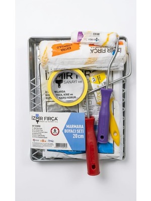 Kazan Hobi Izmir Fırça Marmara Boyacı Seti, 20 Cm, 6 Parça, Plastik, Rulo, Kestirme Fırçası, Maskeleme Bandı ve Boya Tavası Dahil