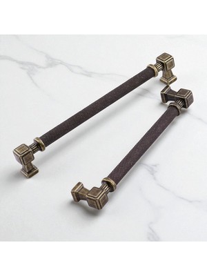 Kazan Hobi Grip Desenli Antik Sarı Metal Kulp 192 mm Mobilya Çekmece Mutfak Dolabı Dolap Modern Kapak Kulpları
