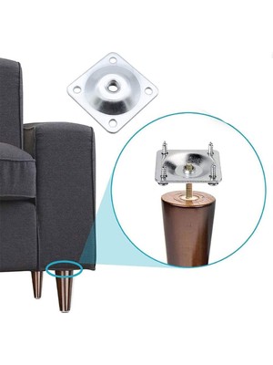 Kazan Hobi BADEM10 Mobilya Masa Zigon Sehpa Ayağı Metal Bağlantı Aparatı Düz Ayak Tabanı (4 Adet)