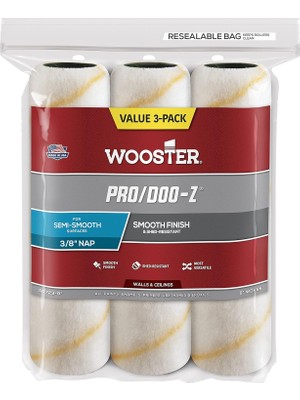 Kazan Hobi Wooster Fırça RR723 – 9 Pro/doo-Z Roller Cover 3/8 Inç Nap, 9 Inç