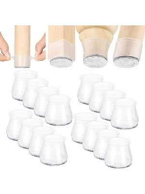 Kazan Hobi Yenigeldi 12 Adet (3cm-3,5cm) Yarı Saydam Silikon Keçeli Sandalye Susturucu Sandalye Pabucu,