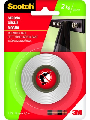 Kazan Hobi Scotch 4001 Güçlü Montaj Bandı, 19MMX1, 5m