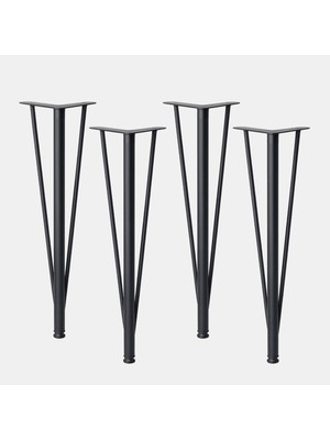Kazan Hobi Üçgen 4 Adet Siyah 71 cm Metal Masa Sehpa Ayağı Dayanıklı Mobilya Destek Yükseltici Ayak Modern
