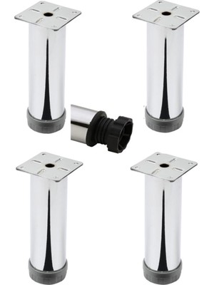 Kazan Hobi Mobilya Kanepe Baza Koltuk Çekyat Yükseltme Ayağı Tablalı Krom Metal 10 cm 4 Adet (Vidaları ile Birlikte)