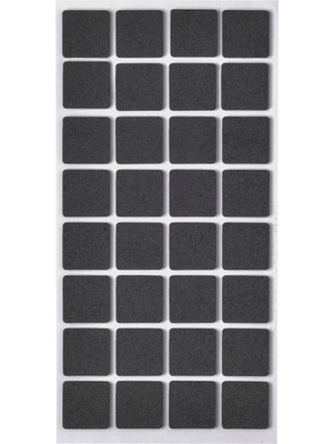 Kazan Hobi Siyah Keçe 32 Adet 2,5 x 2,5 cm Kare Yapışkanlı Sandalye, Masa, Koltuk Altı Parke Koruma Keçesi