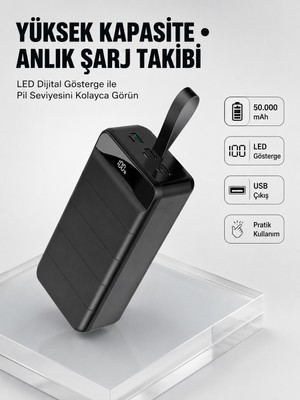 Toyigoo Tüm Cihazlarla Uyumlu 50.000 Mah Powerbank – Yüksek Kapasiteli, LED Gösterge ve Akıllı Koruma