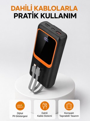 Toyigoo Powerbank 20000 Mah Dijital Ekranlı ve Çok Kablolu Hızlı Şarj Cihazı - Lisinya