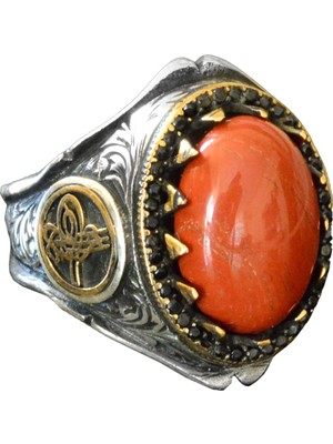 Kambo 925 Ayar Gümüş Doğal Bloodstone Yüzük