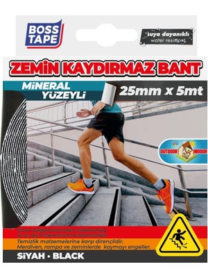Kazan Hobi Boss Kaymaz Yüzey Merdiven Kaydirmaz Bant, 25 mm x 5 M, Siyah