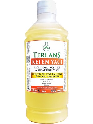 Kazan Hobi Terlans Keten Yağı Resim Yağı Ahşap Koruyucu 500 ml Linseed Oil