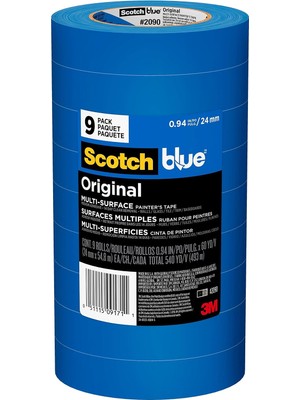 Kazan Hobi Scotch Ressam Bandı Orijinal Çok Yüzeyli Ressam Bandı, 0,94 Inç x 60 Yard (Toplam 540 Metre), 2090, 9 Rulo