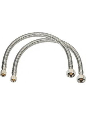Kazan Hobi Smartizi 2 Adet 3/8" - 3/8" Dişi Çelik Örgülü Flex Hortum (50 Cm) - Klozet ve Rezervuar Su Bağlantı Spirali - Paslanmaz Esnek Tesisat Borusu ve Ara Musluk Bağlantısı (2'li Eko Paket)