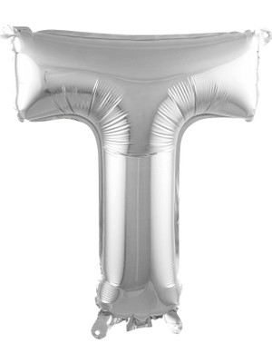 Kazan Hobi Parti Vitrini T Harfi 16 Inç Gümüş Renk Folyo Balon 36 cm (Gümüş)