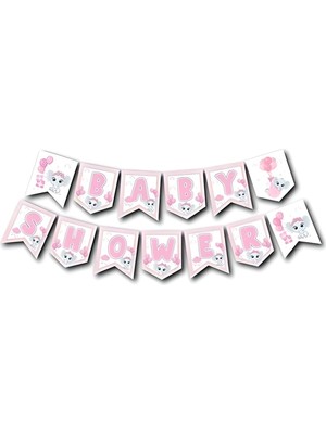 Kazan Hobi Zikzak Banner Baby Shower Pembe Fil