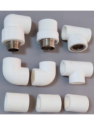 Kazan Hobi Pvc Boru, Pprc Kalorifer Doğalgaz Su Tesisatı Bağlantı Parçaları Seti, 20MM x 1/2 Inç, 9 Parça