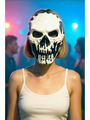 Kazan Hobi Beysüs Cadılar Bayramı Halloween Dark Fang Maske Siyah Beyaz