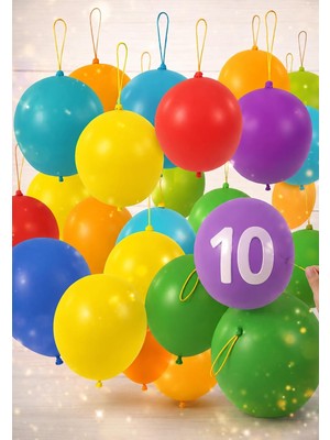 Kazan Hobi 10 Adet Lastikli Zıpzıp Balon Ipli Punch Panç Büyük Balon