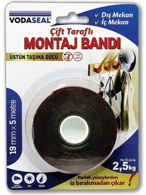 Kazan Hobi Vodaseal Montaj Bandı, Gri 19MMX5MT