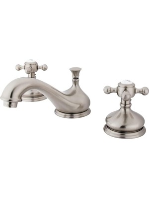 Kazan Hobi Kingston Brass KS1168BX Metal Çapraz Saplı Klasik Yaygın Lavabo Musluğu, Saten Nikel
