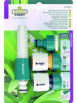 Kazan Hobi Raco Expert 55383 Ayarlı Sprey Başlıklı, Bağlantı Adaptörlü Hortum Ucu Tabanca Seti 1/2"