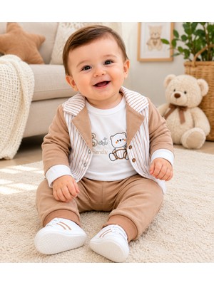 Babyim Leybebe Ayıcıklı Ceketli 3lü Takım