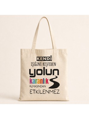 Mor Mürekkep Kendi Işığını Keşfeden Baskılı Bez Çanta