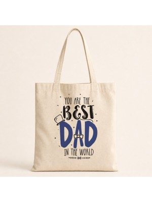 Mor Mürekkep Best Dad Baskılı Bez Çanta