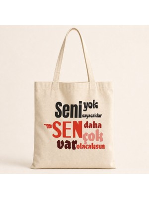 Mor Mürekkep Seni Yok Sayacaklar Baskılı Bez Çanta