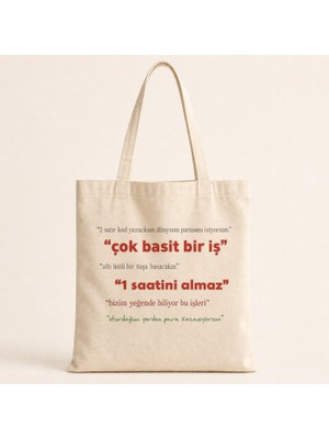 Mor Mürekkep Yazılımcı Basit Iş Baskılı Bez Çanta