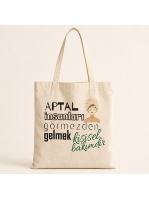 Mor Mürekkep Aptal Insanları Görmezden Gelmek Baskılı Bez Çanta