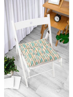 Rem Home Rengirenk Dekoratif Sandalye Minderi Beyaz Hayvan Bağcıklı 40 x 40 cm Mutfak Balkon Oturma Minderi