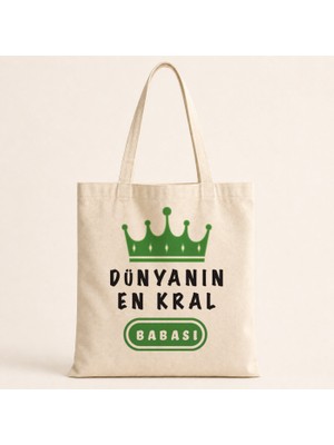 Mor Mürekkep Dünyanın En Kral Babası Baskılı Bez Çanta