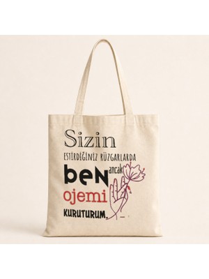 Mor Mürekkep Sizin Estirdiğiniz Rüzgar Ile Baskılı Bez Çanta