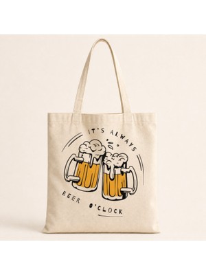 Mor Mürekkep Beers Cheers Tasarım Baskılı Bez Çanta