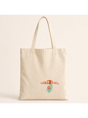 Mor Mürekkep Baketball Yazılı Tasarım Baskılı Bez Çanta