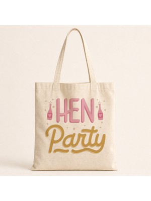 Mor Mürekkep Hen Party Yazı Baskılı Bez Çanta