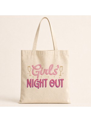 Mor Mürekkep Girl S Night Out Yazı Baskılı Bez Çanta